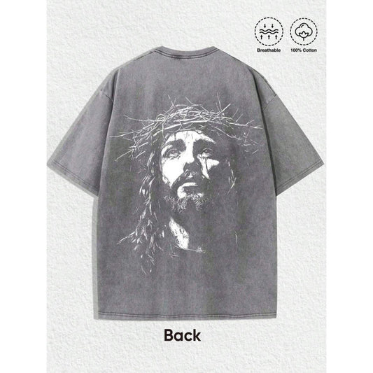 Men’s 3D Printed Crown of Thorns Graphic T-Shirt – Slim Fit Streetwear Short Sleeve Tee