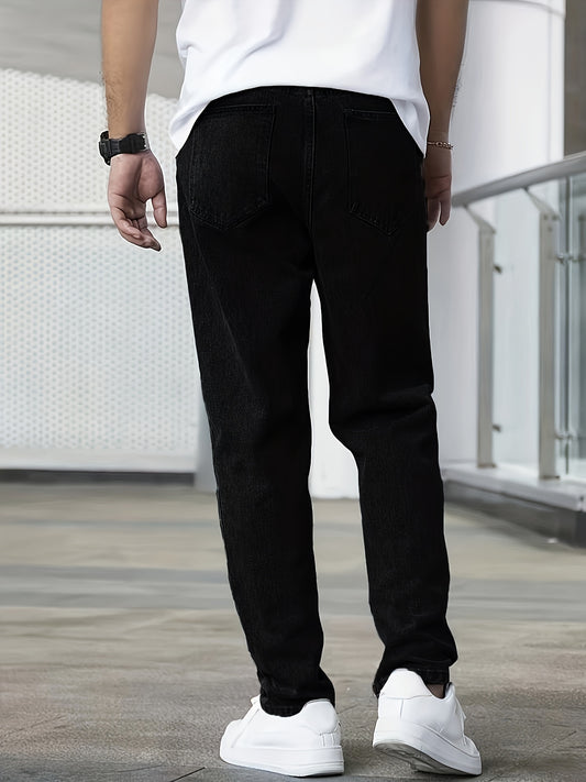 Men's Black Simple All-matching Jeans