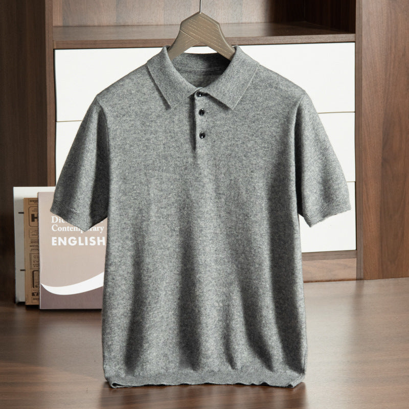 Men’s Loose-Fit Short Sleeve Sweater – Casual Business-Casual Undershirt