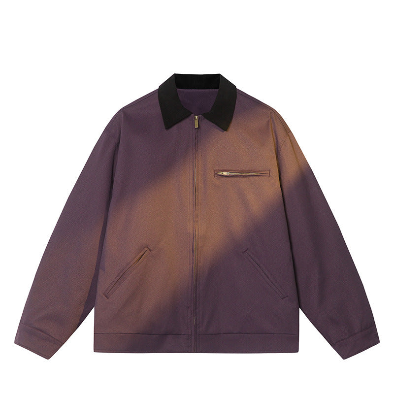 Men’s Spring Lapel Jacket – Loose-Fit Long Sleeve Casual Polyester Outerwear