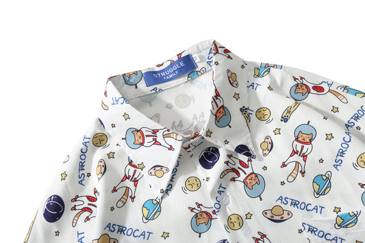 Unisex Full Print Cartoon Short Sleeve Shirt – Funny Graphic Casual Tee for Men & Women