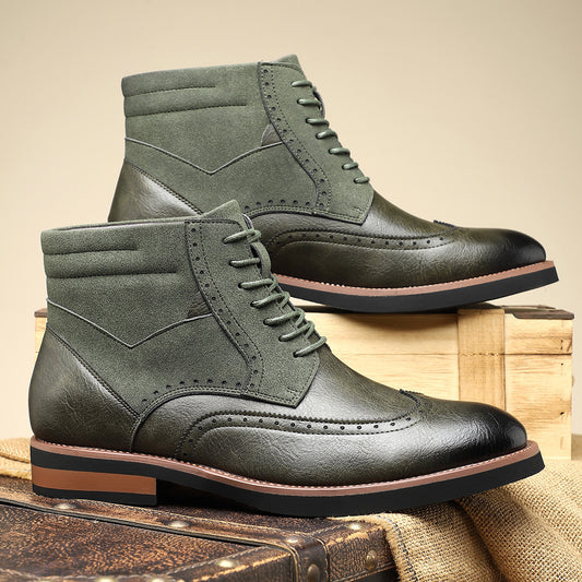 British Style Retro Martin Boots Mid-top Carved Men's