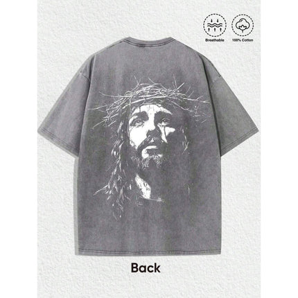 Men’s 3D Printed Crown of Thorns Graphic T-Shirt – Slim Fit Streetwear Short Sleeve Tee