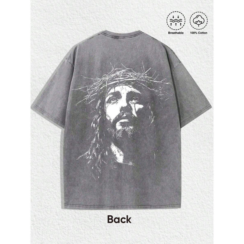 Men’s 3D Printed Crown of Thorns Graphic T-Shirt – Slim Fit Streetwear Short Sleeve Tee