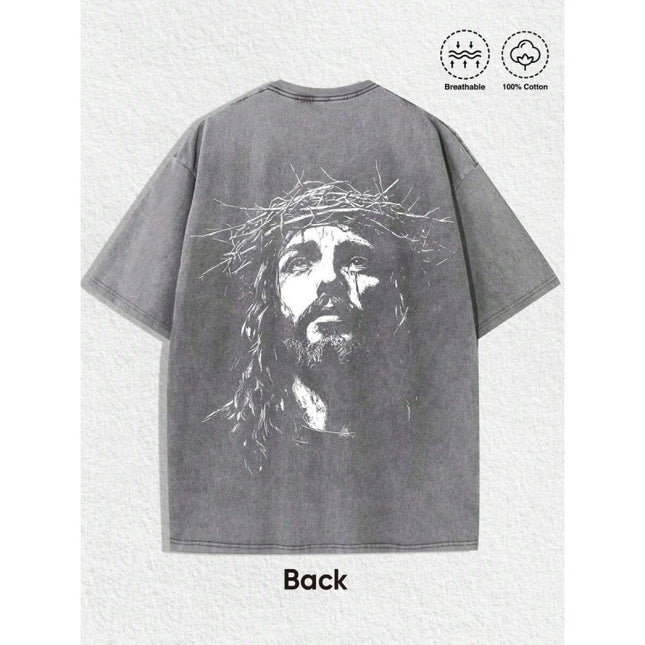 Men’s 3D Printed Crown of Thorns Graphic T-Shirt – Slim Fit Streetwear Short Sleeve Tee