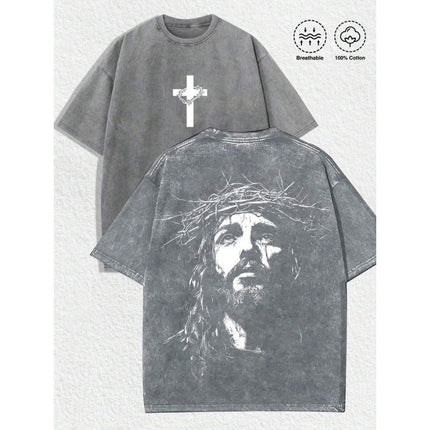 Men’s 3D Printed Crown of Thorns Graphic T-Shirt – Slim Fit Streetwear Short Sleeve Tee