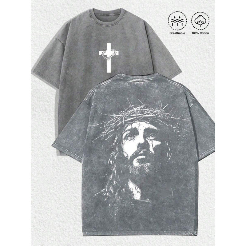 Men’s 3D Printed Crown of Thorns Graphic T-Shirt – Slim Fit Streetwear Short Sleeve Tee