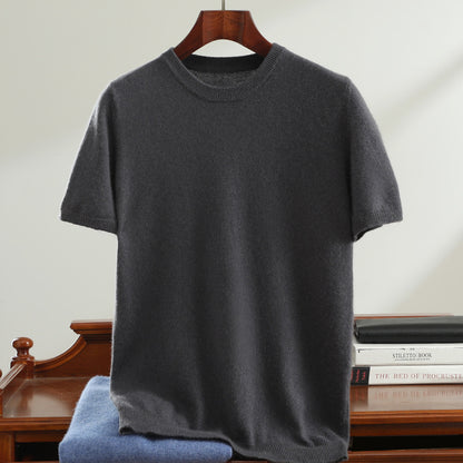 Men’s Short Sleeve Knit Sweater – Casual Round Neck Lightweight Pullover Top
