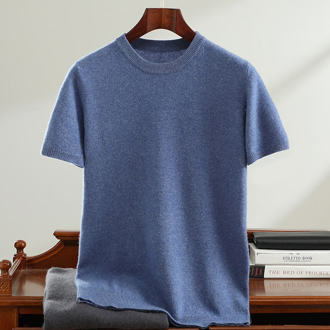 Men’s Short Sleeve Knit Sweater – Casual Round Neck Lightweight Pullover Top