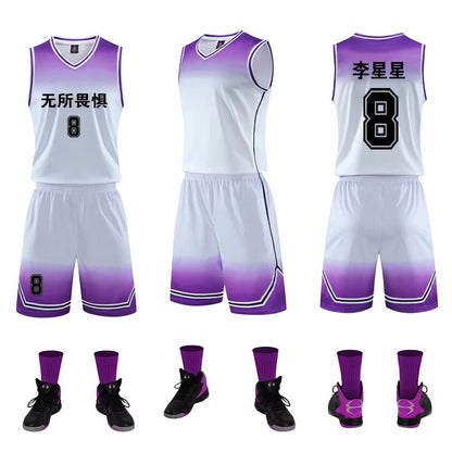 Gradient Basketball Jersey Uniform – Breathable Sweat-Absorbent Sports Jersey for Kids & Adults