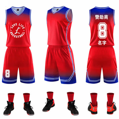 Gradient Basketball Jersey Uniform – Breathable Sweat-Absorbent Sports Jersey for Kids & Adults