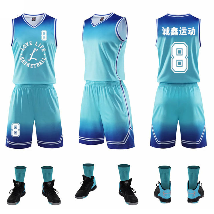 Gradient Basketball Jersey Uniform – Breathable Sweat-Absorbent Sports Jersey for Kids & Adults