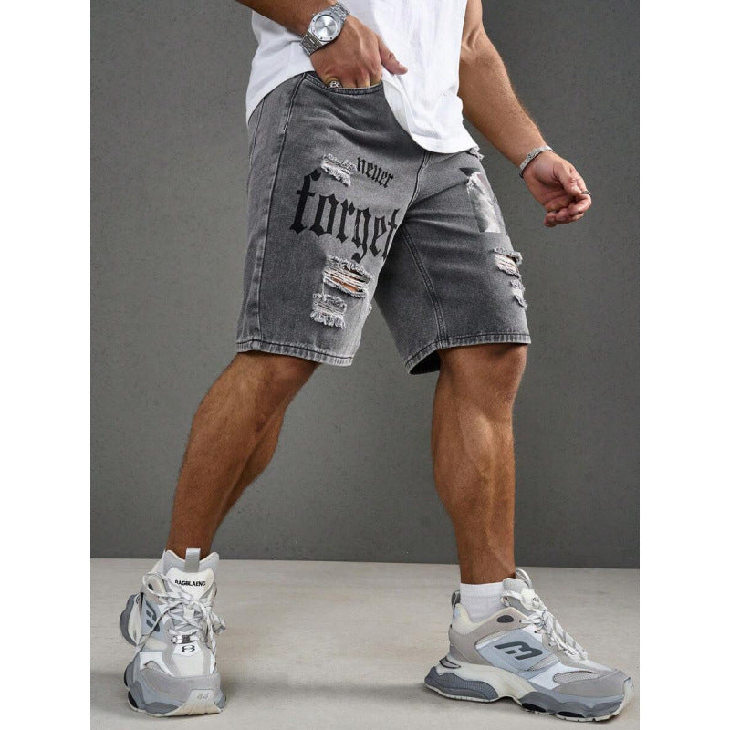 Men's Letter Printed Old Cowboy Shorts