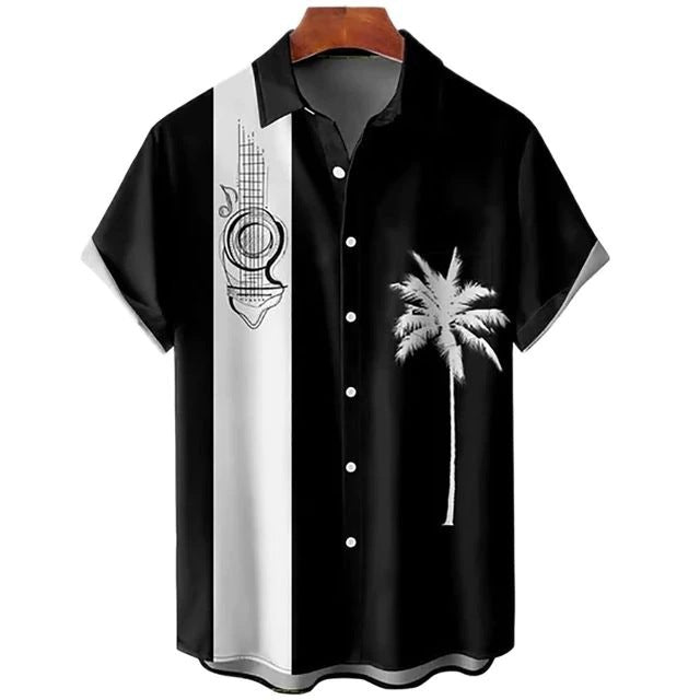 Men’s Plus Size Slim Fit Floral 3D Printed Short Sleeve Shirt – Casual Beach Tee