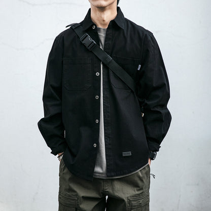 Men’s Korean-Style Loose-Fit Cardigan Jacket – Trendy Casual Pocket Outerwear for Youth