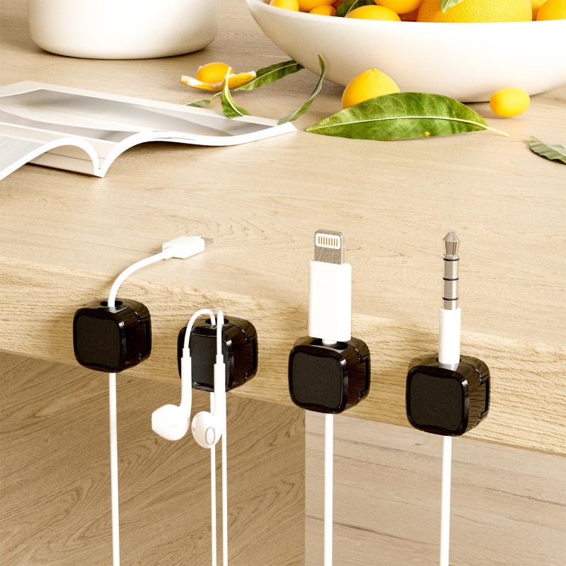 Magnetic Cable Clip Organizer – Under Desk Wire Management Holder, Adhesive Cord Keeper for USB, Charger & Office Cables