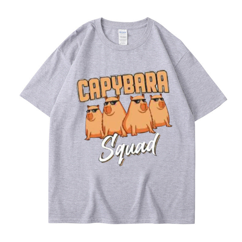 Harajuku Cartoon Print Cotton T-Shirt – Summer Casual Loose Fit Short Sleeve Tee for Men & Women