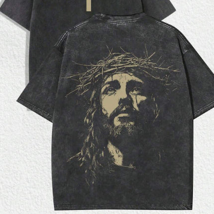 Men’s 3D Printed Crown of Thorns Graphic T-Shirt – Slim Fit Streetwear Short Sleeve Tee