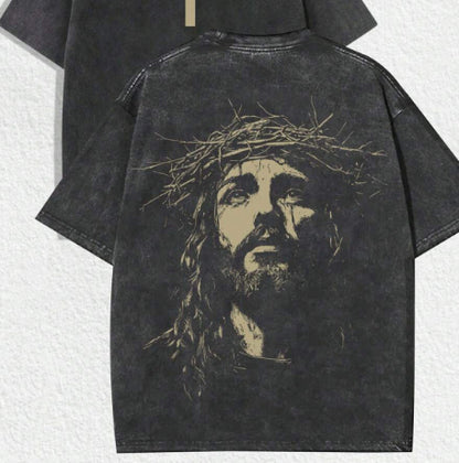 Men’s 3D Printed Crown of Thorns Graphic T-Shirt – Slim Fit Streetwear Short Sleeve Tee