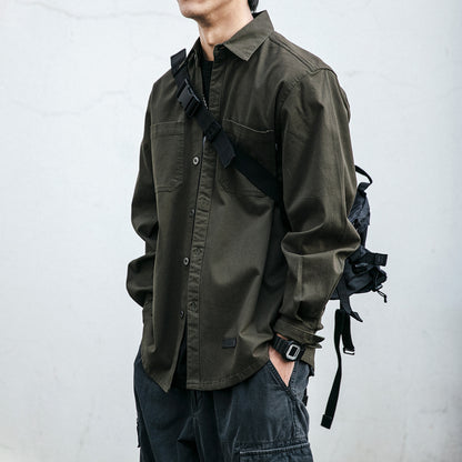 Men’s Korean-Style Loose-Fit Cardigan Jacket – Trendy Casual Pocket Outerwear for Youth