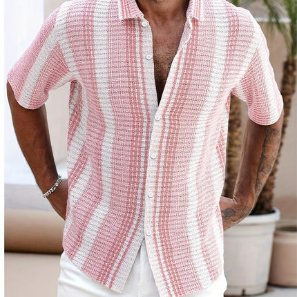 Men’s Plus Size Slim Fit Floral 3D Printed Short Sleeve Shirt – Casual Beach Tee