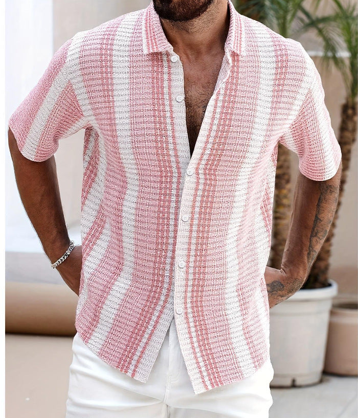 Men’s Plus Size Slim Fit Floral 3D Printed Short Sleeve Shirt – Casual Beach Tee