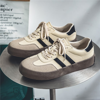 All-matching PU Leather Couple Flat Sneakers for Men