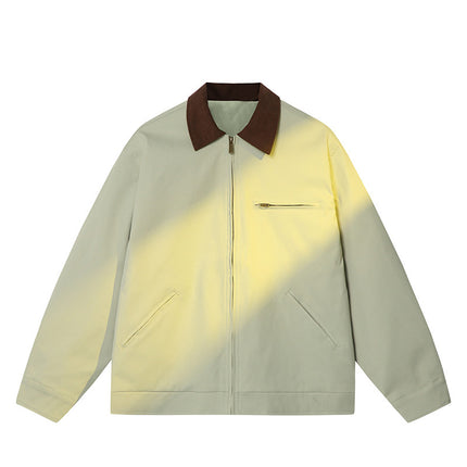 Men’s Spring Lapel Jacket – Loose-Fit Long Sleeve Casual Polyester Outerwear