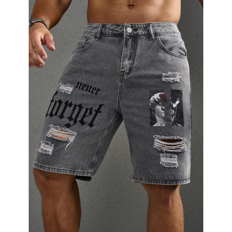 Men's Letter Printed Old Cowboy Shorts