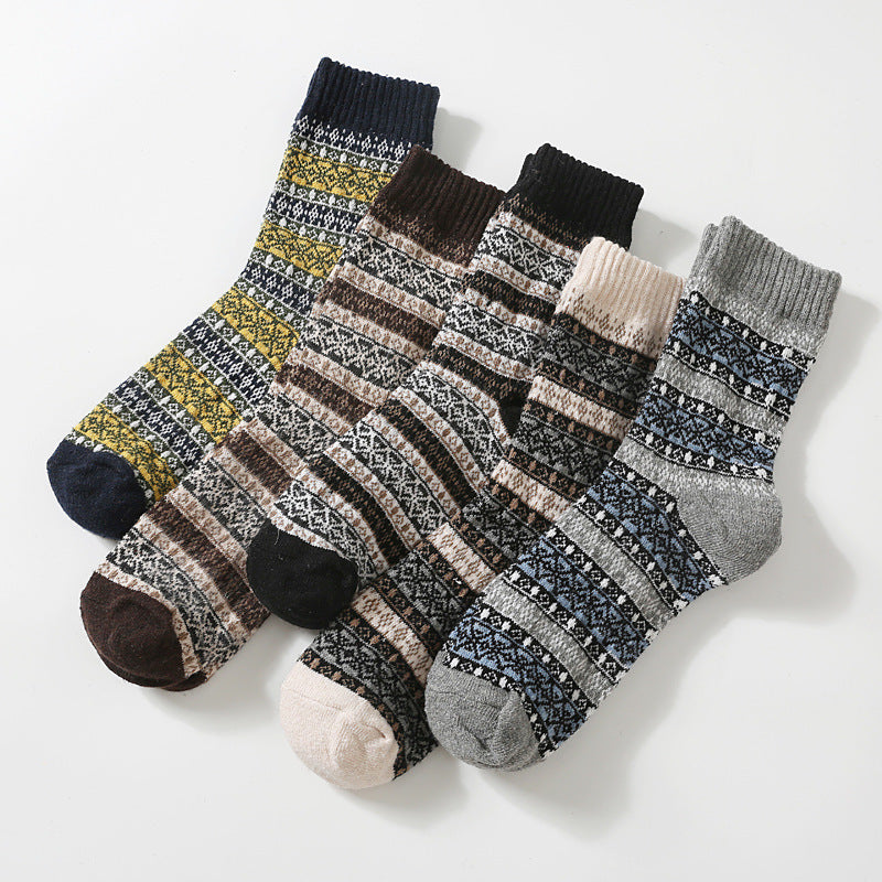 Retro Large Square Wool Socks