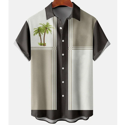 Men’s Plus Size Slim Fit Floral 3D Printed Short Sleeve Shirt – Casual Beach Tee