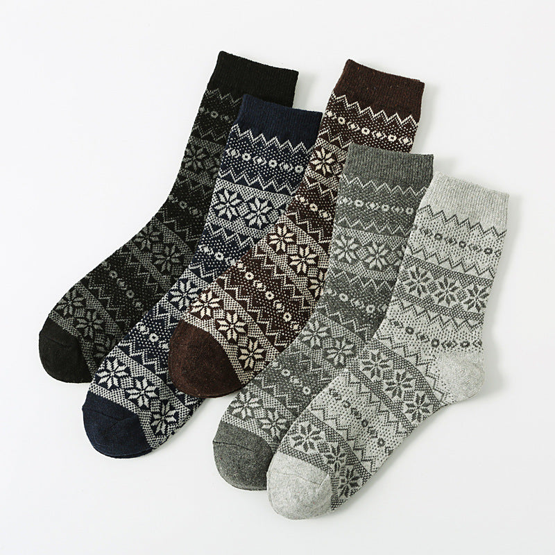 Retro Large Square Wool Socks