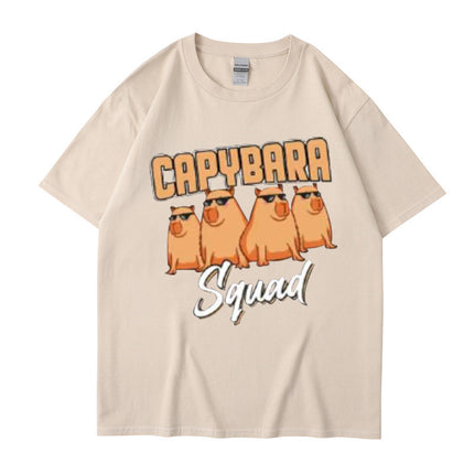 Harajuku Cartoon Print Cotton T-Shirt – Summer Casual Loose Fit Short Sleeve Tee for Men & Women