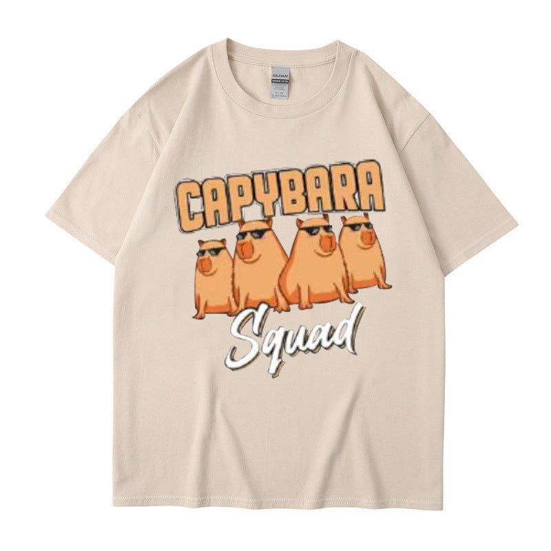 Harajuku Cartoon Print Cotton T-Shirt – Summer Casual Loose Fit Short Sleeve Tee for Men & Women