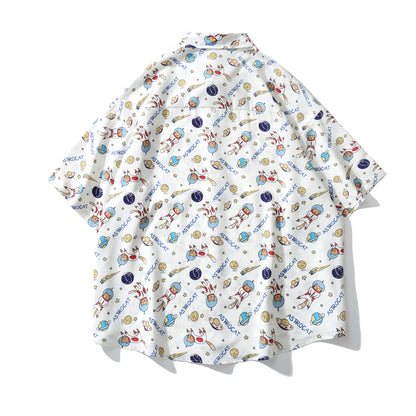 Unisex Full Print Cartoon Short Sleeve Shirt – Funny Graphic Casual Tee for Men & Women