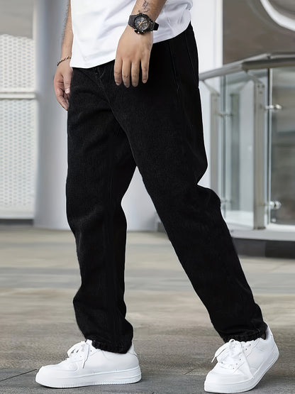 Men's Black Simple All-matching Jeans