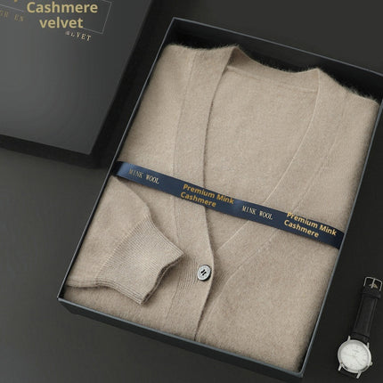 Men’s Mink Wool V-Neck Sweater