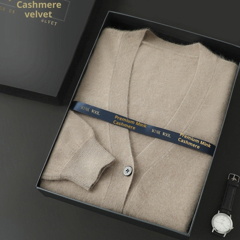 Men’s Mink Wool V-Neck Sweater