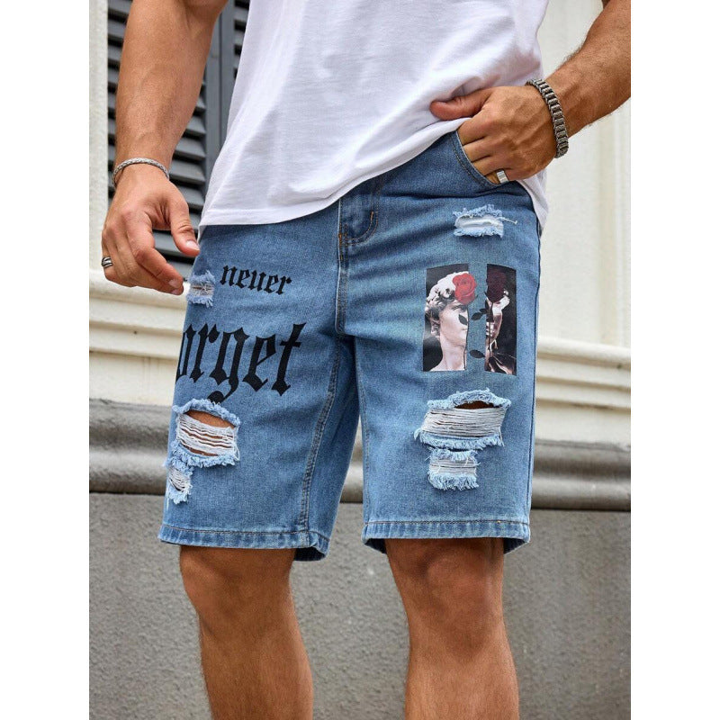 Men's Letter Printed Old Cowboy Shorts