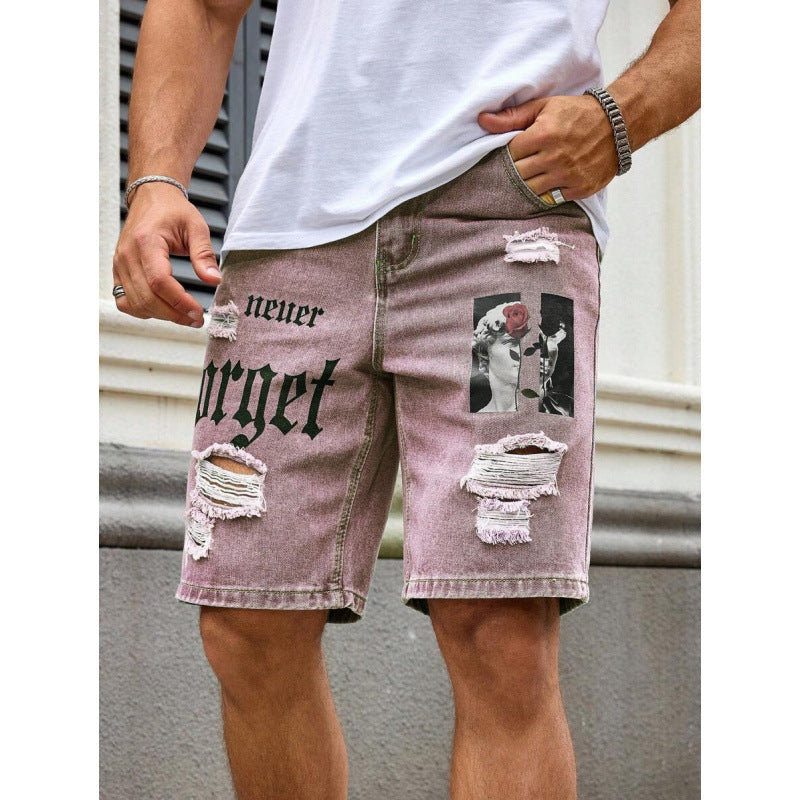 Men's Letter Printed Old Cowboy Shorts