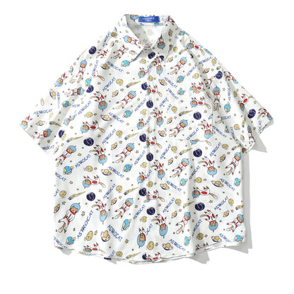 Unisex Full Print Cartoon Short Sleeve Shirt – Funny Graphic Casual Tee for Men & Women