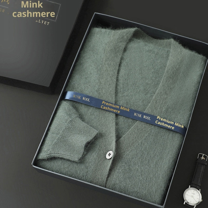 Men’s Mink Wool V-Neck Sweater