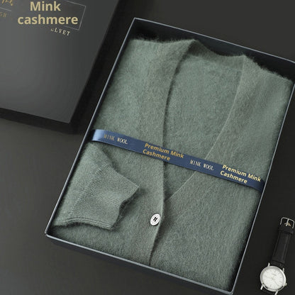 Men’s Mink Wool V-Neck Sweater