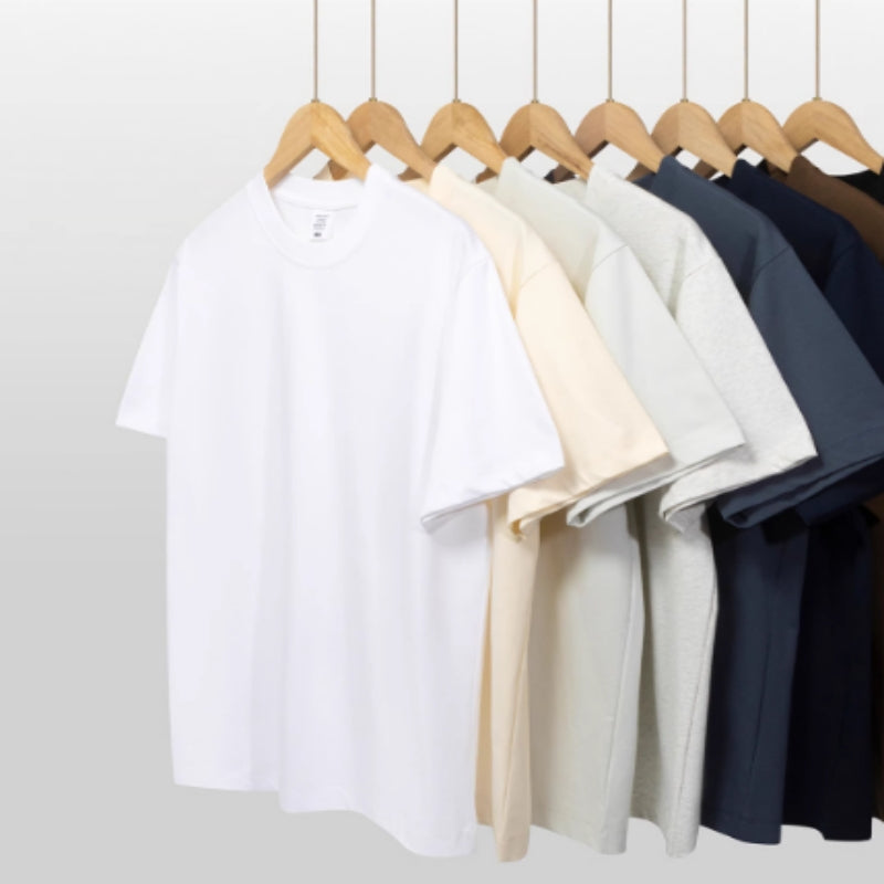 Men’s Solid Color Cotton T-Shirt – Casual Loose Fit Short Sleeve Everyday Tee