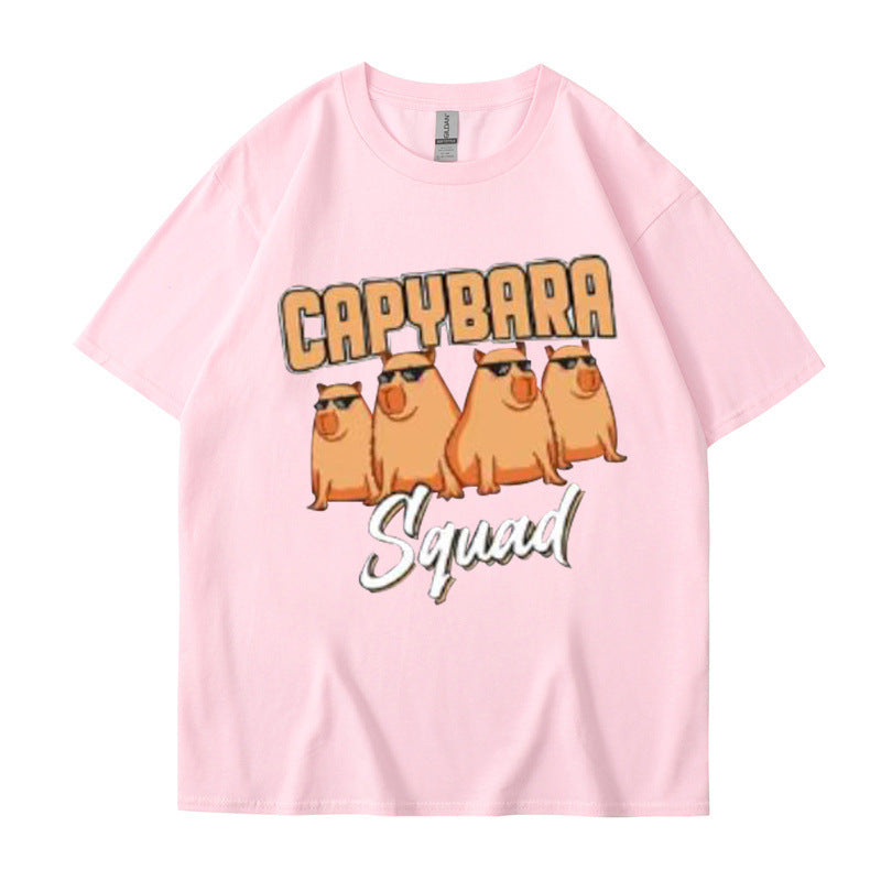 Harajuku Cartoon Print Cotton T-Shirt – Summer Casual Loose Fit Short Sleeve Tee for Men & Women