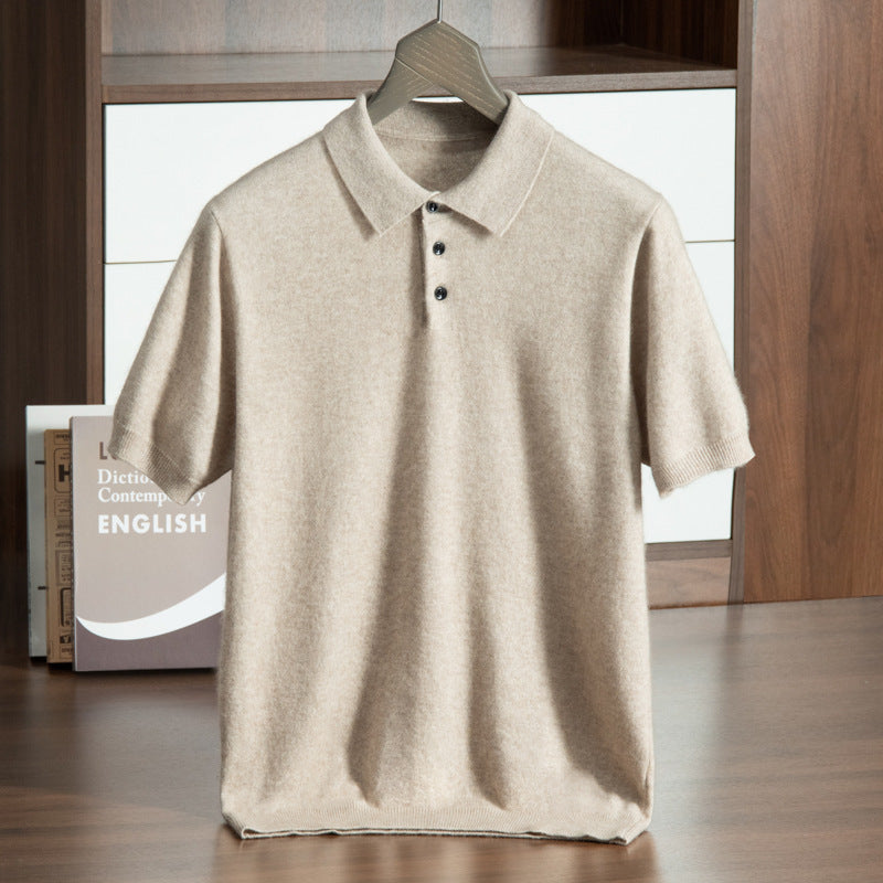 Men’s Loose-Fit Short Sleeve Sweater – Casual Business-Casual Undershirt