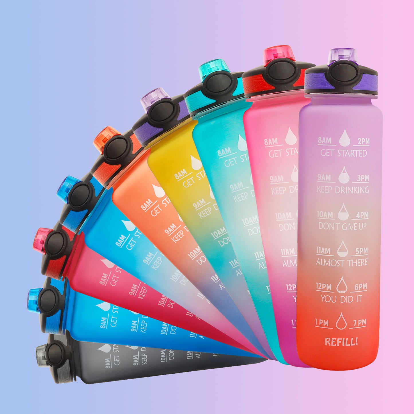1L Motivational Water Bottle with Time Marker