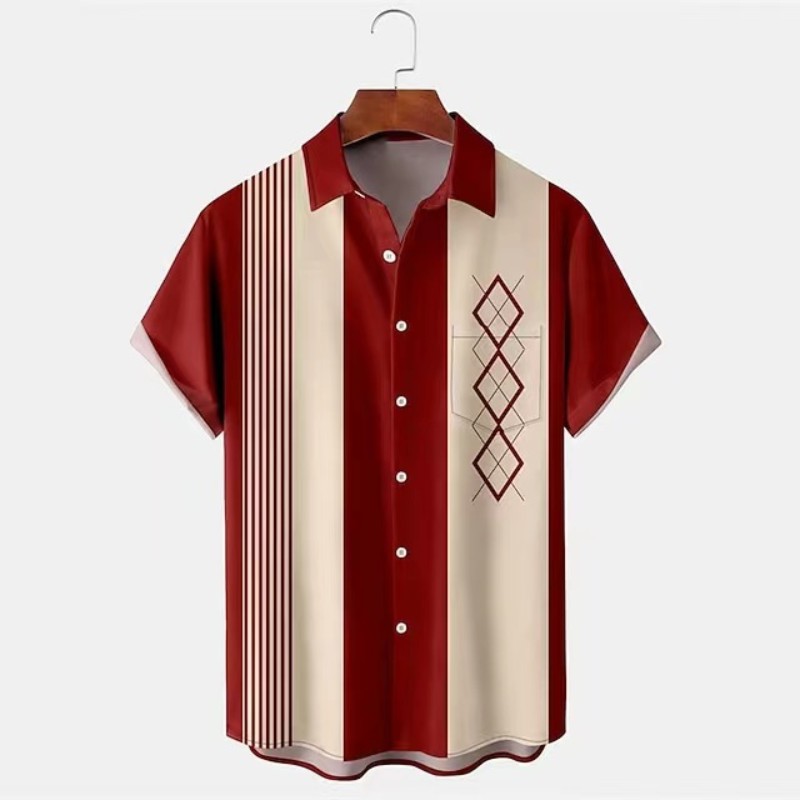 Men’s Plus Size Slim Fit Floral 3D Printed Short Sleeve Shirt – Casual Beach Tee