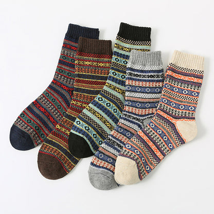 Retro Large Square Wool Socks