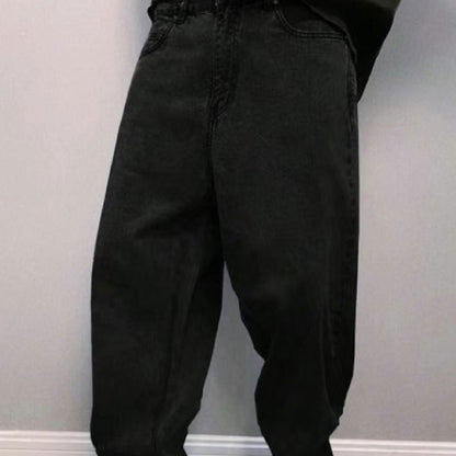 Men's Non-elastic Button Waist Casual Jeans